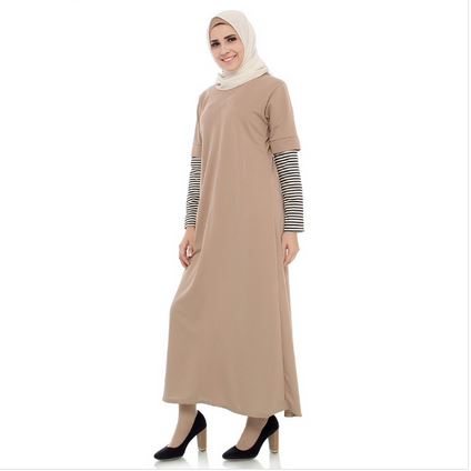 busana muslim wanita lacost stripe dress by ilotte